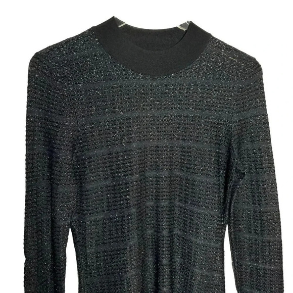 Roland Mouret metallic black knit semi-sheer sweater top womens size Medium - Picture 2 of 7
